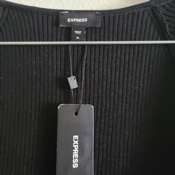 NWT Express Black Ribbed Square Neck Poplin Mini Fit And Flare Dress - Picture 4 of 7